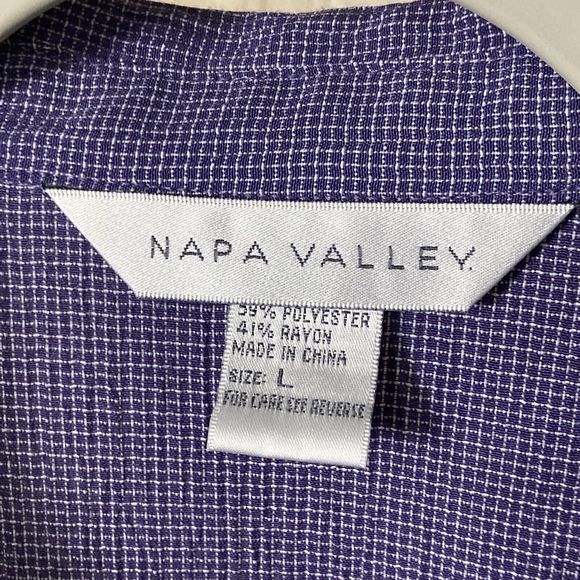 Vintage Napa Valley Shirt Large Blue Button Up Floral Embroidered Chambray 90s - Picture 2 of 10